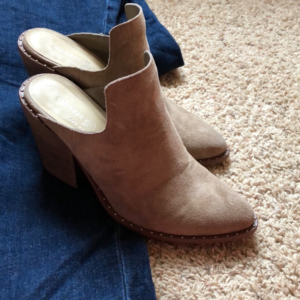 Suede tan Chinese laundry booties.